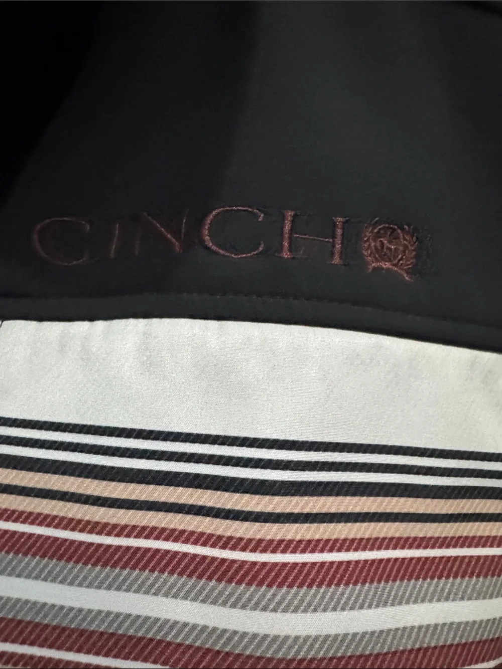 Cinch Black, White & Rust Striped Aztec Vest